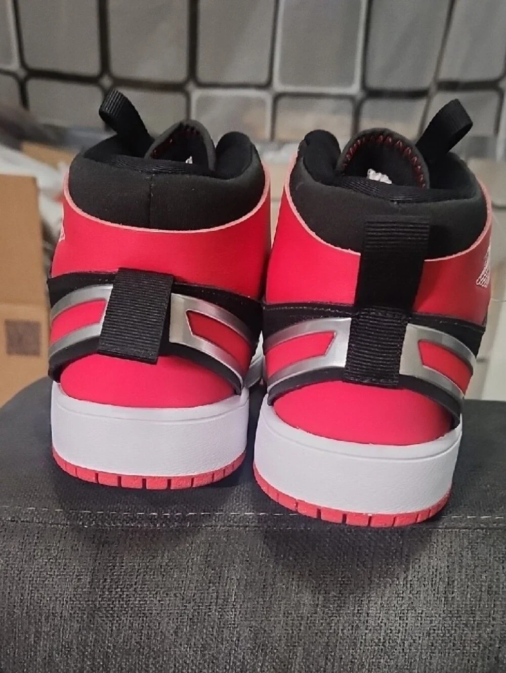 Kids Black & Red High-Top Sneakers with White Accents